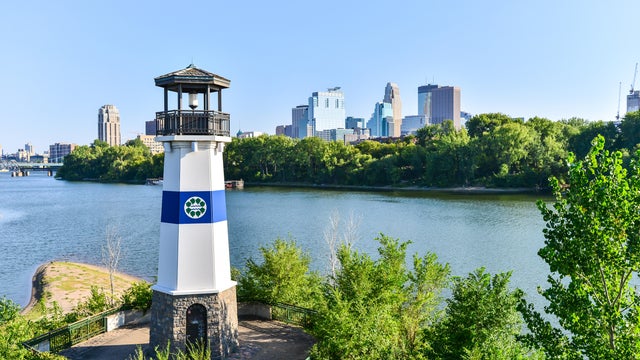 Minneapolis Boom Island Lighthouse and Skyline 