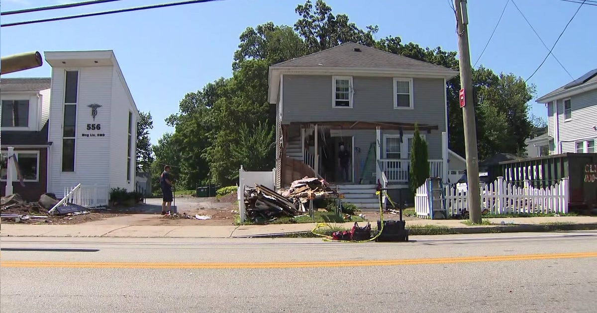 Car crashes through front porch of Brockton home, injuring 3