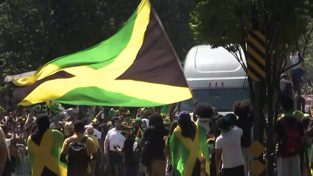 Giant Jamaican flag at parade 