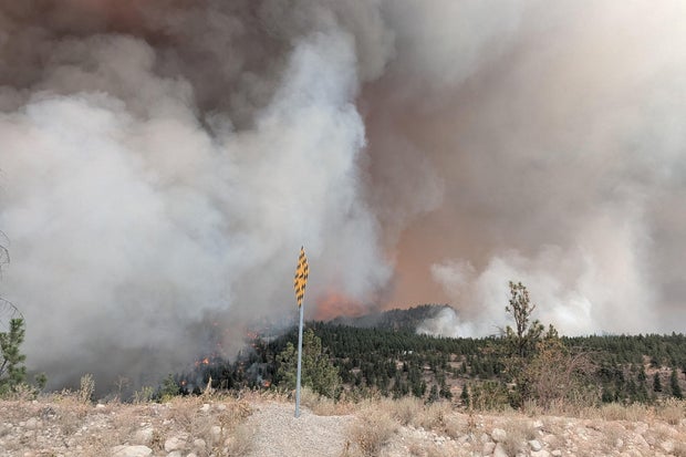 Bald Range wildfire northwest of Summerland, British Columbia