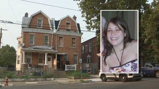 A photo of Gabrielle Amarando overlaid on a photo of the house on the 400 block of West Chew Avenue 