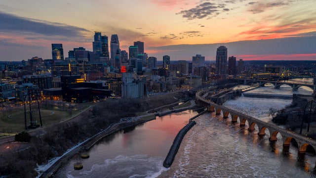 Minneapolis and Saint Anthony Falls at Dusk 
