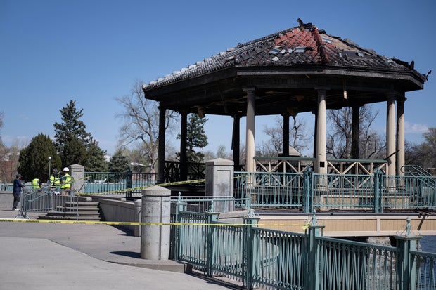 The bandstand at City Park burned down