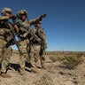 U.S. Army soldiers patrol the desert in search of undocumented migrants in Presidio, Texas, on Nov. 4, 2025. 