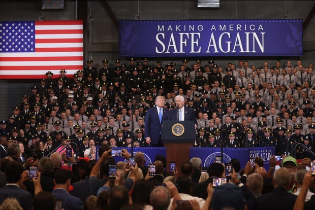 Bruce Blakeman, Nassau County executive and Republican gubernatorial candidate for New York, speaks beside US President Donald Trump at Nassau County Policy Academy David S. Mack Center for Training and Intelligence in Garden City, New York, US, on Friday, Aug. 14, 2026. 