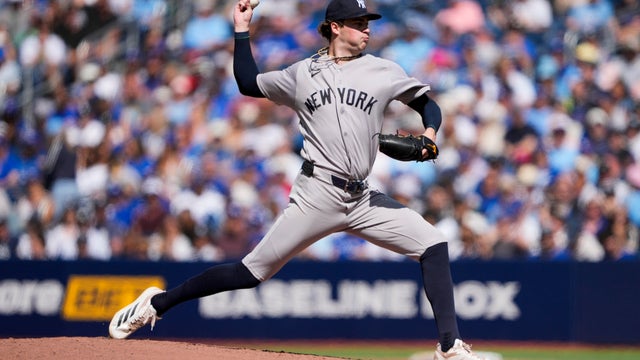Cam Schlittler #31 of the New York Yankees pitches against the Toronto Blue Jays during the second inning in their MLB game at the Rogers Centre on August 15, 2026 in Toronto, Ontario, Canada. 