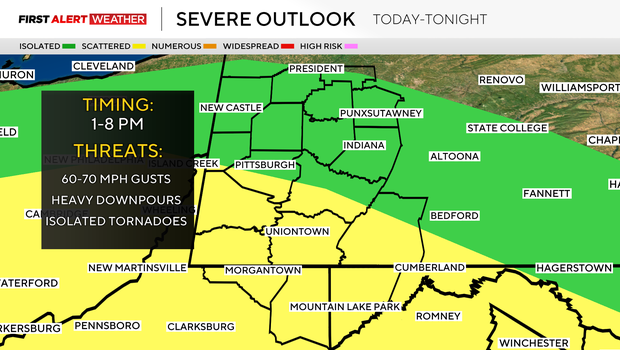 Pittsburgh area expected to see heavy rain on Sunday with isolated tornado risk