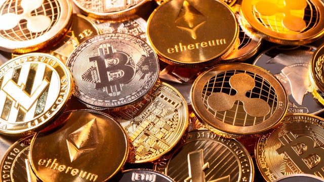 Coins of various cryptocurrencies 