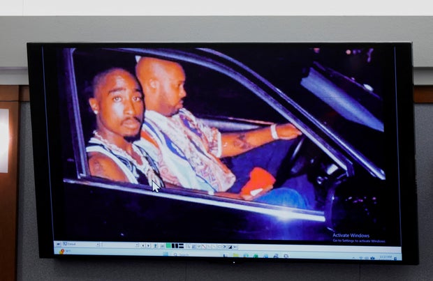 A 1996 photo of rapper Tupac Shakur, left, and Marion 