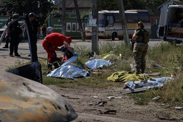 Aftermath of a Russian drone attack in Kharkiv region