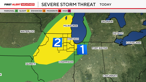Midday storm threat in Chicago area on Friday