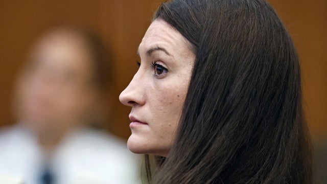 Lindsay Clancy watches as her attorney prepares to interview a witness in Plymouth Superior Court, in Plymouth, Massachusetts, Aug. 21, 2026. 