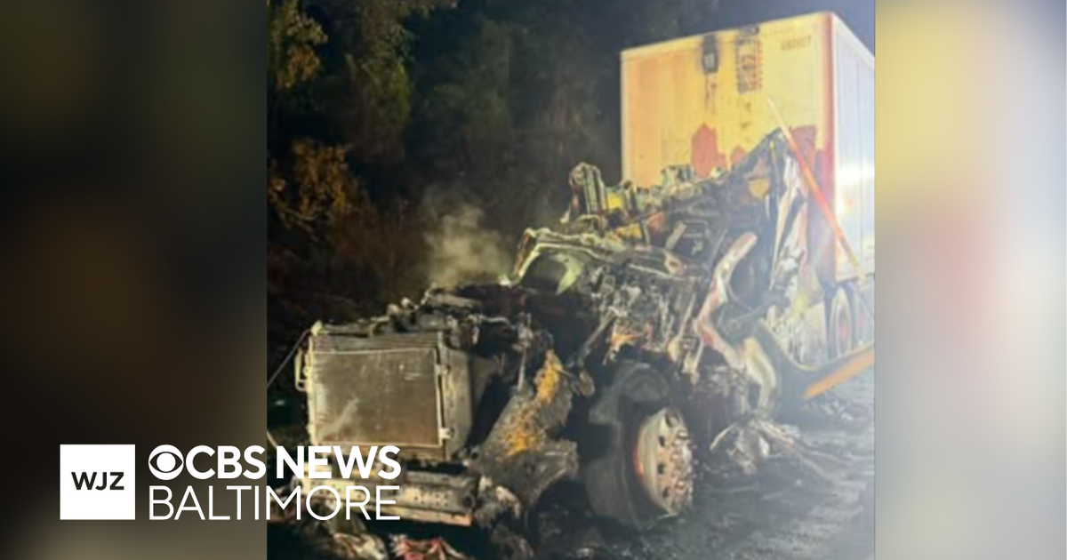 Truck fire shuts down I-95 north lanes in Harford County - CBS Baltimore