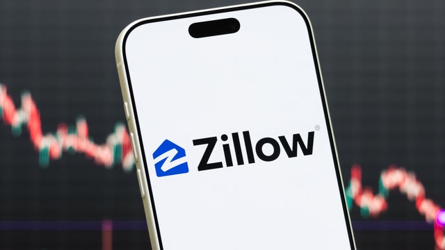 Zillow Group Logo Shown on Smartphone with Latest Stock Market Chart 