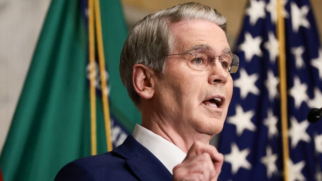 Treasury Secretary Scott Bessent speaks during a press conference to outline further sanctions against Iran, at the Treasury Department in Washington, D.C., Aug. 24, 2026. 