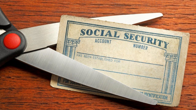 Pair Of Scissors About To Cut A Social Security Card 