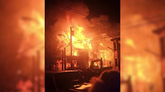 House on fire in Newark, New Jersey 