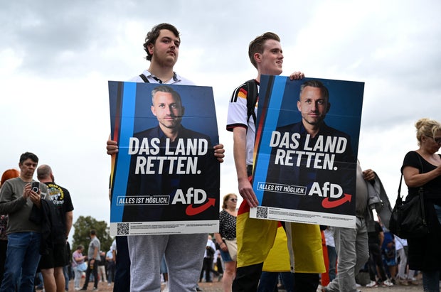 AfD top candidate Ulrich Siegmund campaigns ahead of the upcoming Saxony-Anhalt state elections, in Magdeburg 