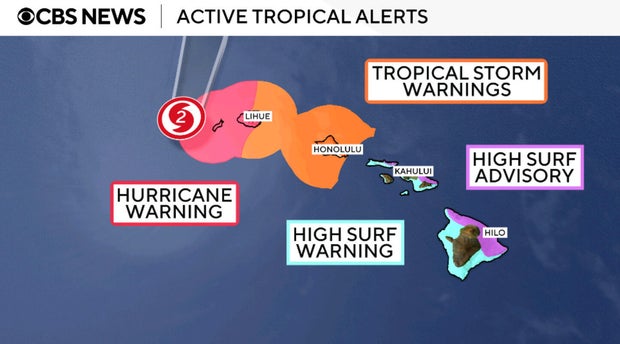 Map shows warnings and watches issued for Hurricane Lowell