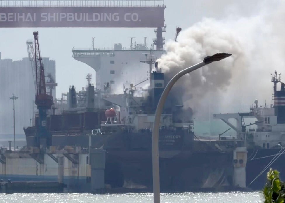 25 people killed in fire on cargo ship docked in China, state media reports
