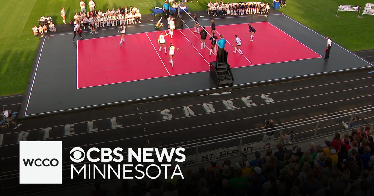 Sartell High School puts on girls volleyball match outside