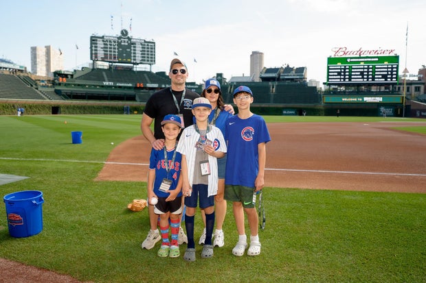 Pederson with family at Cubs game