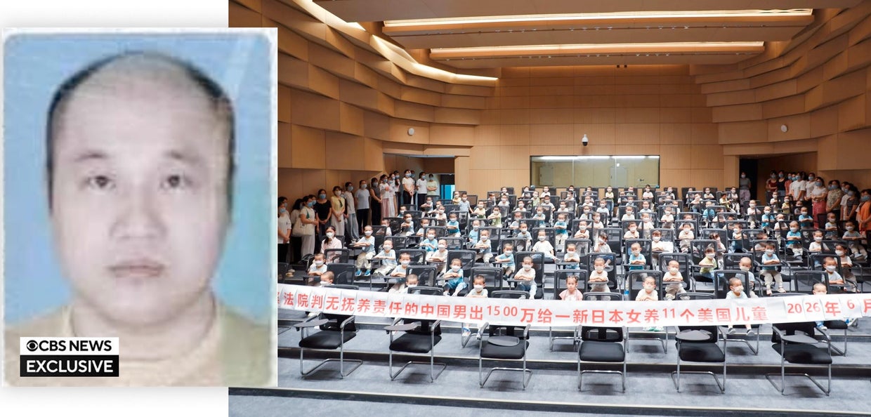 A 2019 photo of Xu Bo, and a photo he posted showing over 100 young children 