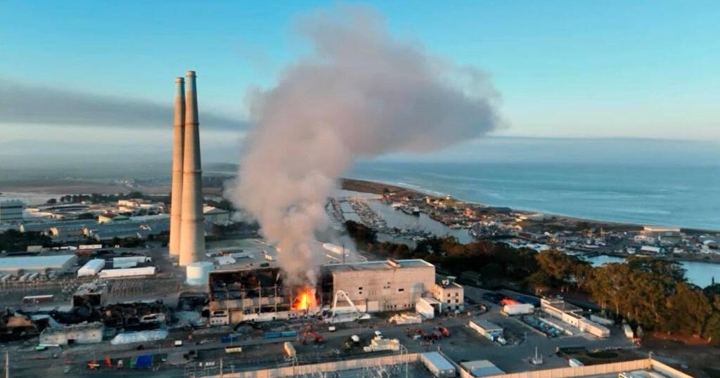 Photo: CBS News Moss Landing Power Plant: New Fire at Damaged Battery Site Sparks Shelter-in-Place