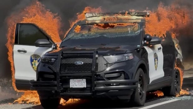 Vallejo police patrol vehicle fire