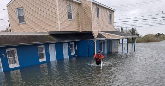 Nine adults and a dog rescued from flooded New Jersey motels as nor'easter hits East Coast; police say no injuries reported