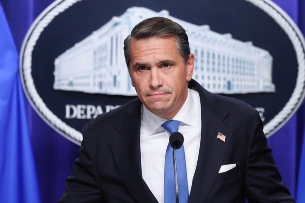 Attorney General Todd Blanche speaks during a news conference at the Department of Justice on Sept. 30, 2026, in Washington, D.C.