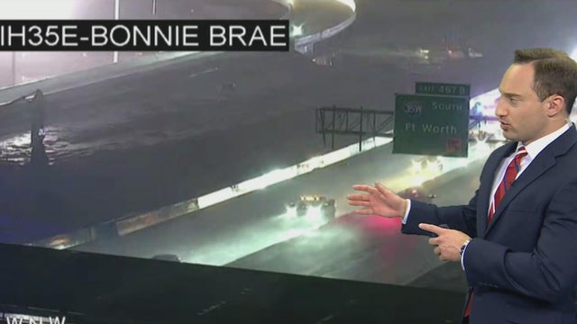 Flooding, ponding on highway causes lane closure in northern Denton County