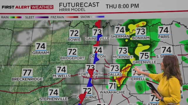 Isolated storms Wednesday night; main line of storms hit DFW Thursday morning