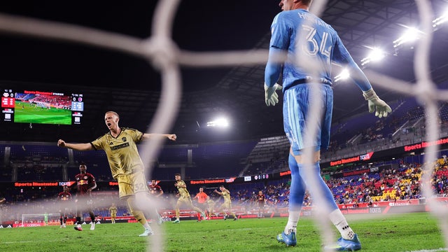 Timo Baumgartl #32 of St. Louis City SC celebrates his team's first goal during the first half of the MLS match against Red Bull New York during at Sports Illustrated Stadium on September 30, 2026 in Harrison, New Jersey. 