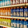 Shelves of sports drinks for sale in Winn Dixie. 