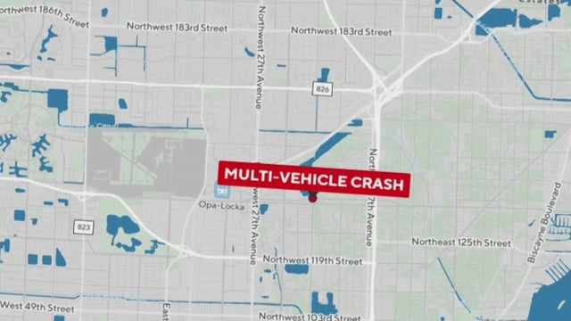 Miami officer hurt in multi-vehicle crash in Opa-Locka