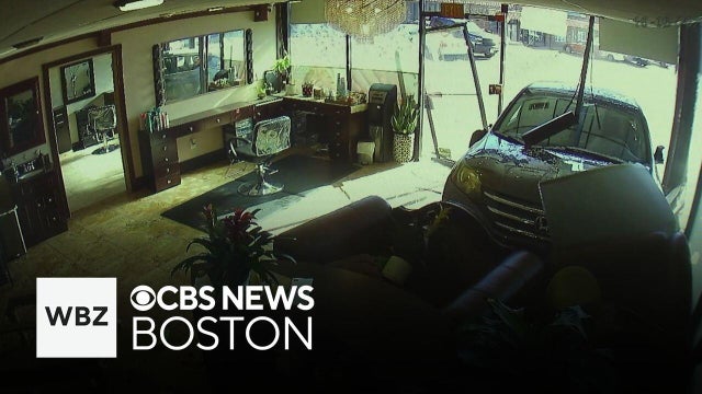 Car crashes through hair and nail salon in Peabody, Massachusetts