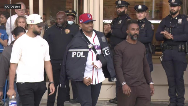 NYPD Det. Jose Mercedes leaves the hospital. 