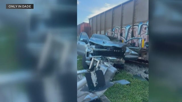 New video shows aftermath after a pickup truck crashed into a freight train in southwest Miami-Dade