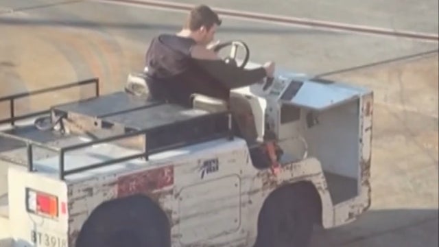 Passenger steals airport vehicle, police say