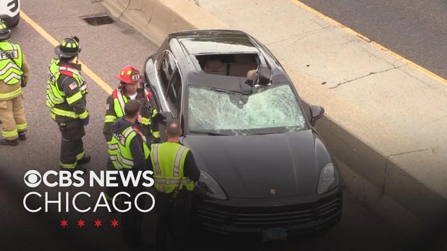 Tire flies off northbound SUV, shatters southbound car's windshield on Edens Expressway