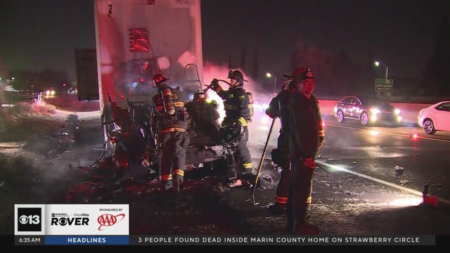 Big rig fire snarls traffic on Highway 99 in Elk Grove