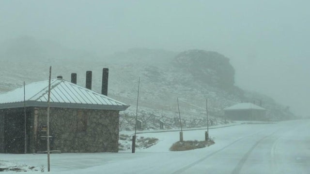 Trail Ridge Road in Colorado's Rocky Mountain National Park temporarily closed due to snow, ice