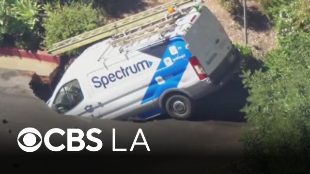 Video shows Hollywood sinkhole swallowing van