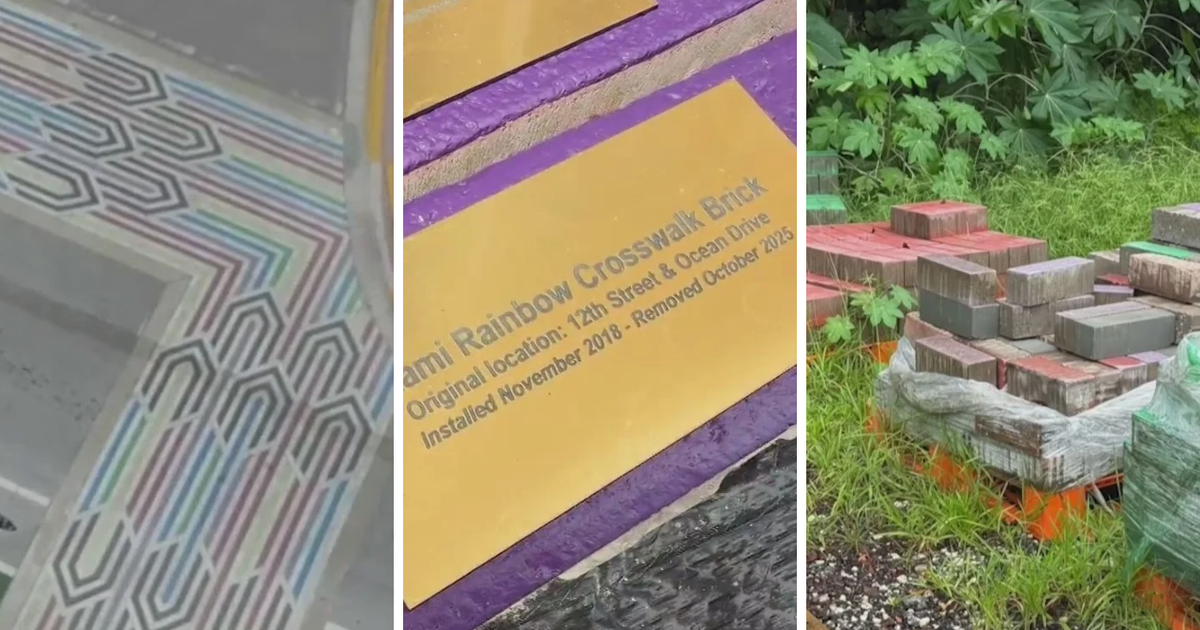 Drag performer sells bricks from Miami Beach's removed rainbow crosswalk to fund Pride groups