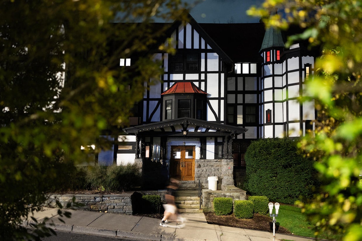 This photo, taken on Oct. 2, 2026, shows the Chi Phi fraternity house on the campus at Cornell University in Ithaca, New York. Matt Burkhartt/AFP via Getty Images