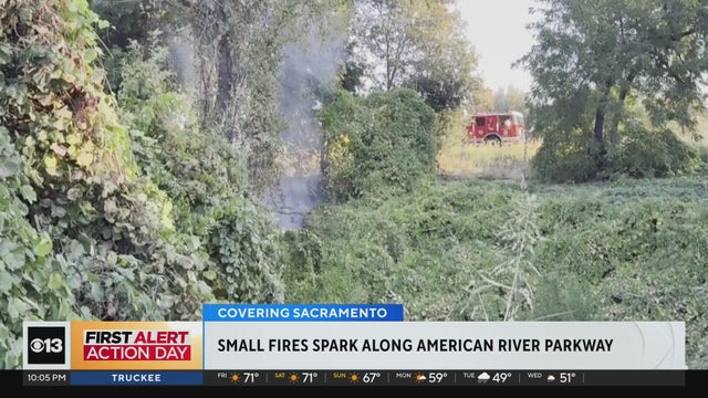 Series of small fires sparked along American River Parkway
