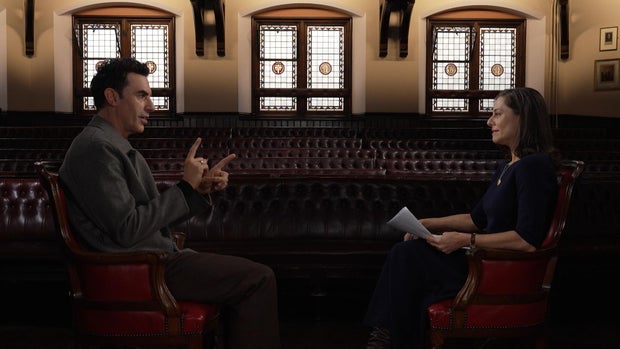 Sacha Baron Cohen and Ariel Levy at Cambridge