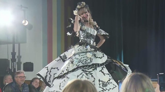 Designers show off unique designs made of trash at fashion show to highlight sustainability