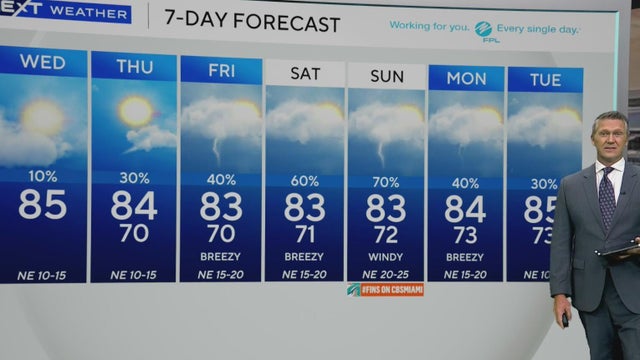 Showers and gusty winds begin to increase by the end of the week in South Florida